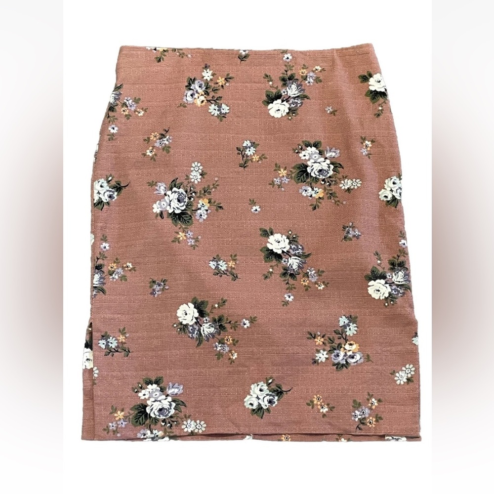 LOFT Outlet Women’s Size 10 Pencil Skirt Rose Taupe Floral Tapestry Side Splits